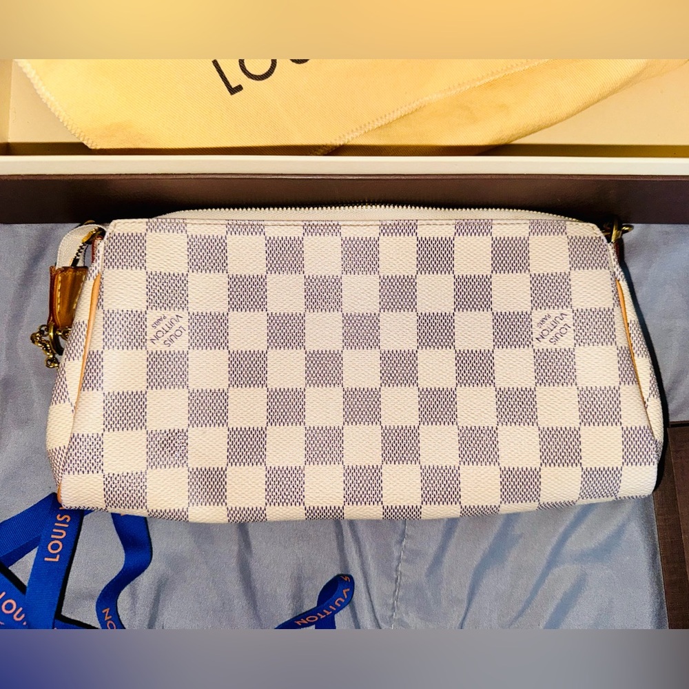 Discontinued Louis Vuitton Damier Azur Eva Gold Accents Dustbag Gift Box/Receipt - Picture 13 of 16